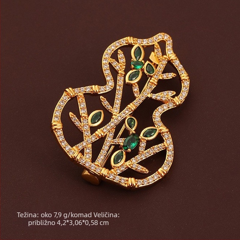 Ženska broš s cirkon kamenjem, retro elegantan stil, oblik cvijeta, elektroplatiranje, dekorativni dodatak za odjeću