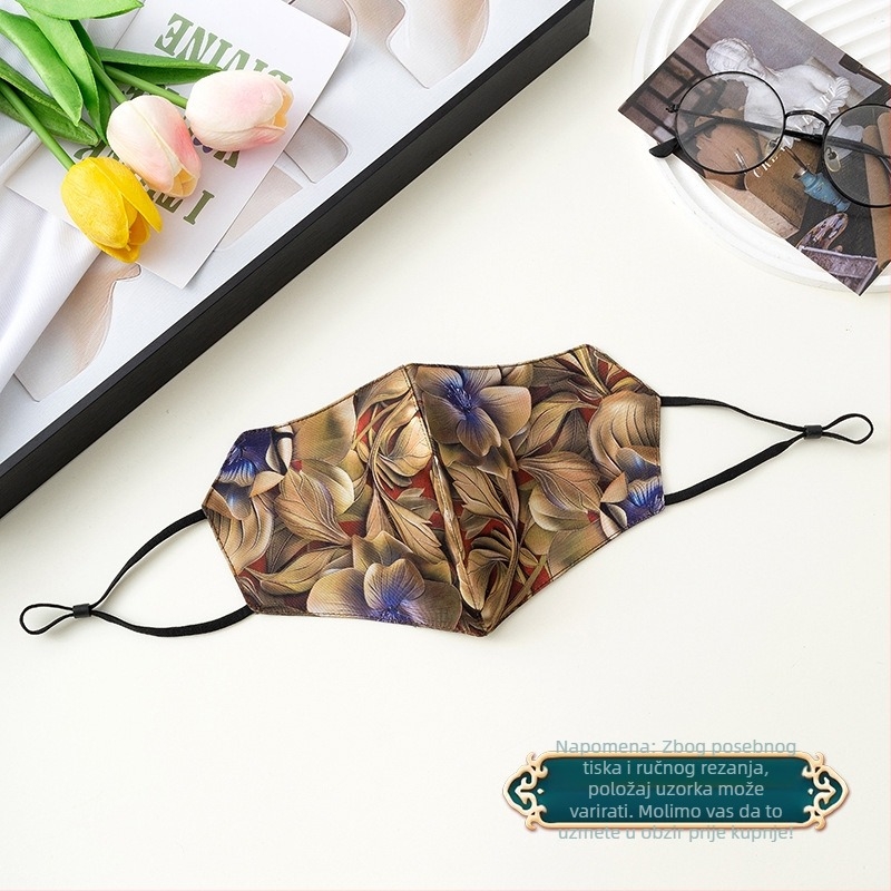 Maska za zaštitu od sunca, prozračna, dvostruka pamučna maska, imitacija svile, nacionalni stil (prozračna, otporna na vjetar, UV zaštita, dvostruka pamučna maska, imitacija svile)