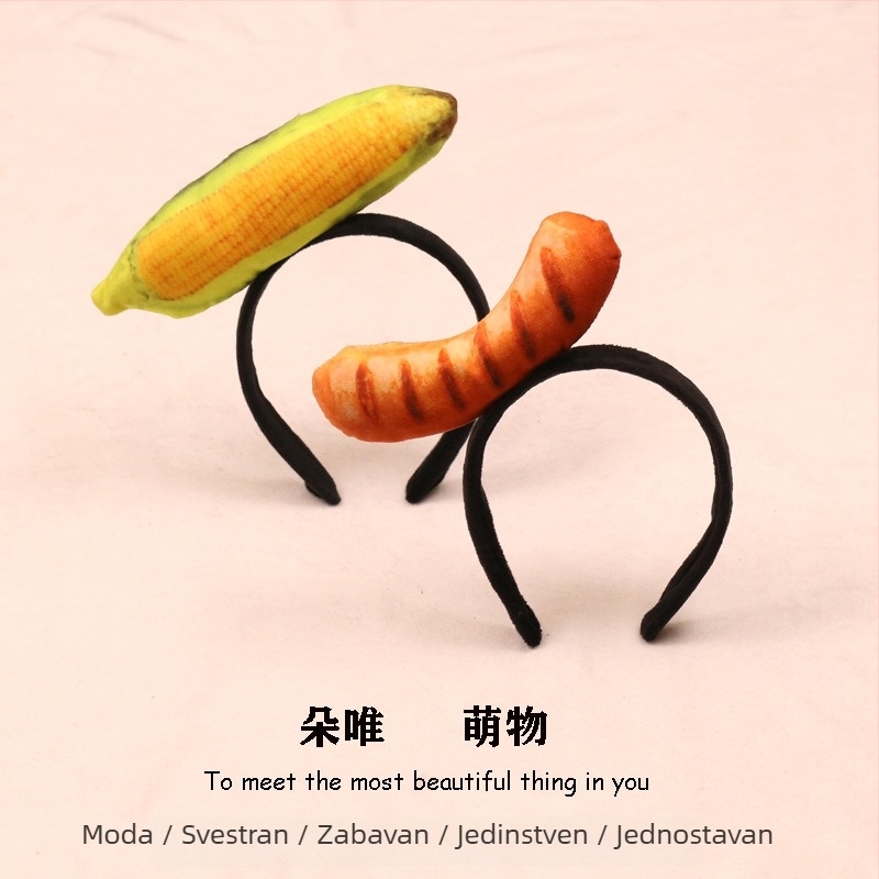 Ukosnica za kosu s plišanim motivima hrane - hot dog, kruh, kupus, voće i povrće za djecu (proljeće 2023)