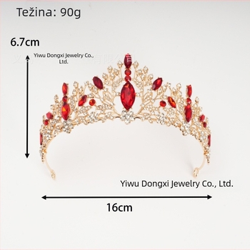Baroko-retro tiara – dodatak za kosu od legure, čistoća K9, elektroplatiranje, oblik krune, kristali