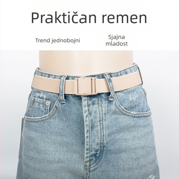 Elastični pojas s plastičnom kopčom, podesiva duljina, svestran i moderan unisex jednobojni dizajn