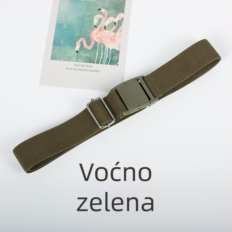Elastični pojas s plastičnom kopčom, podesiva duljina, svestran i moderan unisex jednobojni dizajn