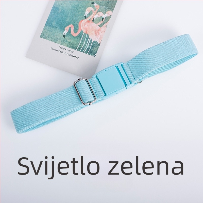 Elastični pojas s plastičnom kopčom, podesiva duljina, svestran i moderan unisex jednobojni dizajn