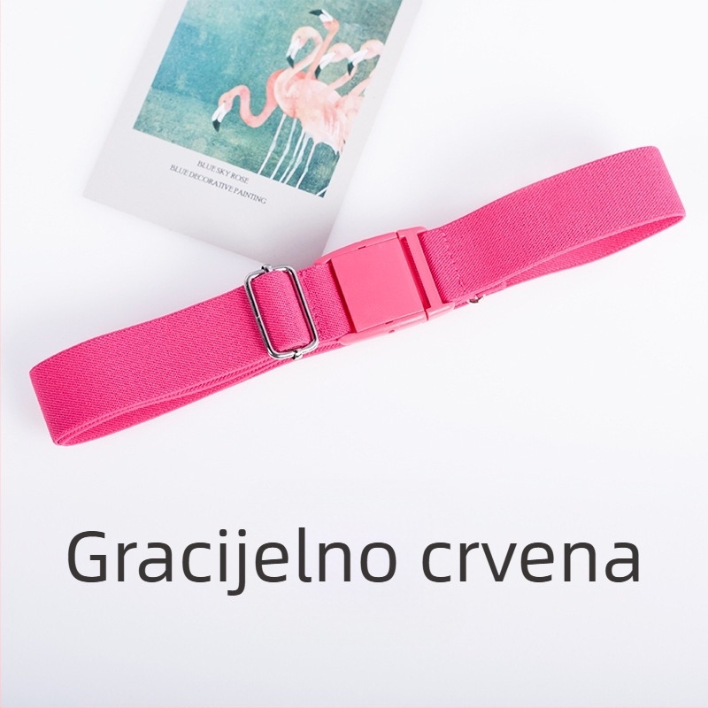 Elastični pojas s plastičnom kopčom, podesiva duljina, svestran i moderan unisex jednobojni dizajn