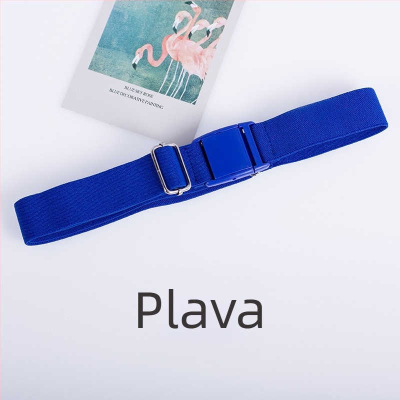 Elastični pojas s plastičnom kopčom, podesiva duljina, svestran i moderan unisex jednobojni dizajn