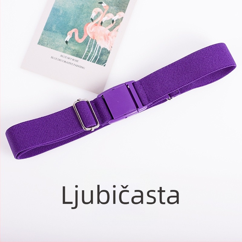 Elastični pojas s plastičnom kopčom, podesiva duljina, svestran i moderan unisex jednobojni dizajn
