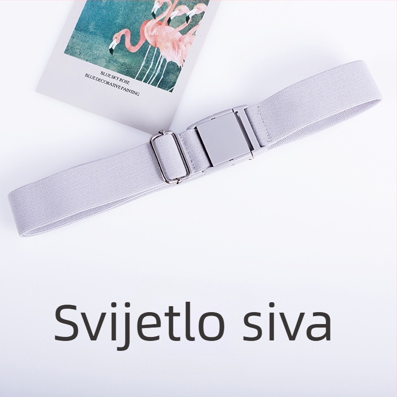 Elastični pojas s plastičnom kopčom, podesiva duljina, svestran i moderan unisex jednobojni dizajn