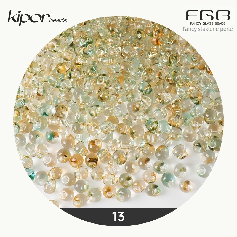 FGB višebojne staklene perle promjera 4 mm, dvobojne gradijentne kapljice za DIY nakit, prozirne miješane perle