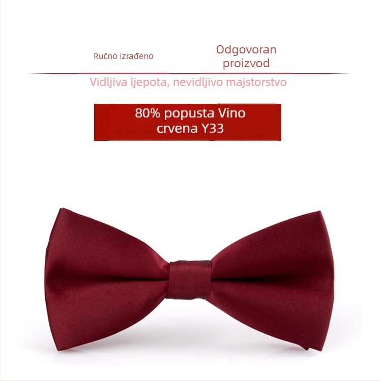 Bow tie za muškarce – korejski stil, ravna glava, Jacquard tkanina, poliester vlakno, monokromatski uzorak