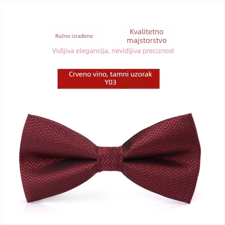 Bow tie za muškarce – korejski stil, ravna glava, Jacquard tkanina, poliester vlakno, monokromatski uzorak