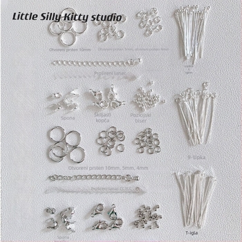DIY komplet metalnih dodataka za narukvicu: univerzalni model, legura sa srebrnim ili zlatnim premazom; lobster clasp, pokrivena kopča, otvoreni prsten