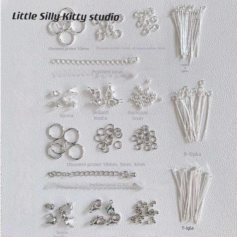 DIY komplet metalnih dodataka za narukvicu: univerzalni model, legura sa srebrnim ili zlatnim premazom; lobster clasp, pokrivena kopča, otvoreni prsten