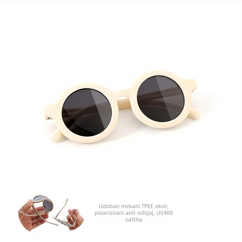 Dječje sunčane naočale s kružnim okvirom od silikona, UV400 zaštita, polarizirane TAC leće, puni okvir, materijal okvira: TPEE