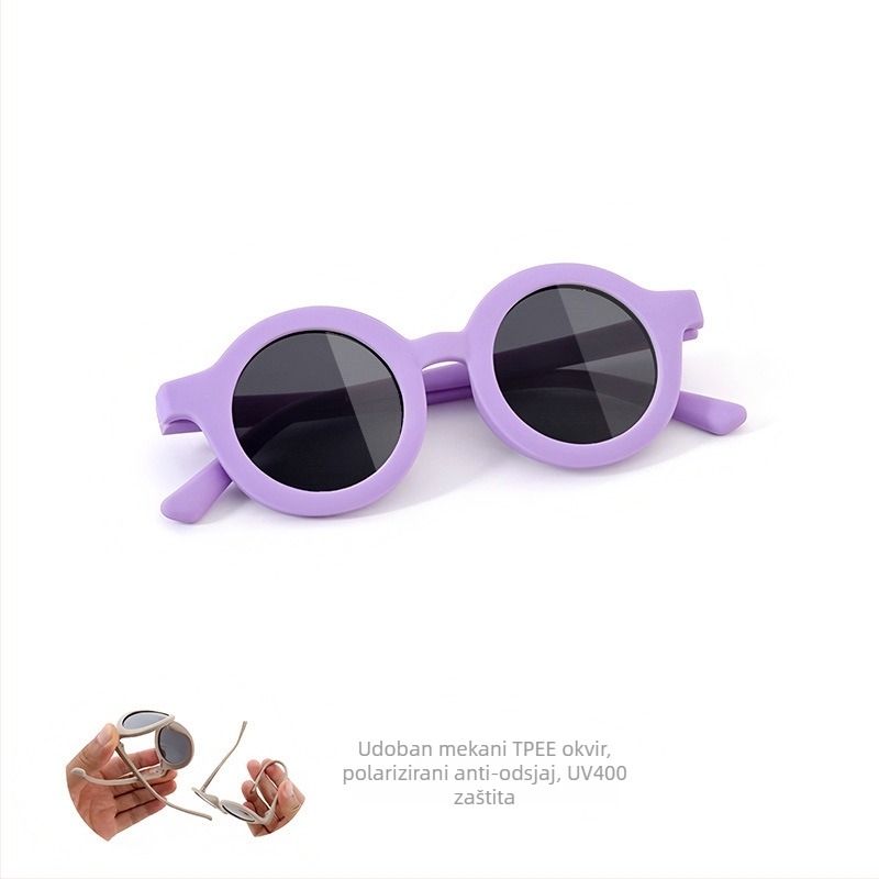 Dječje sunčane naočale s kružnim okvirom od silikona, UV400 zaštita, polarizirane TAC leće, puni okvir, materijal okvira: TPEE