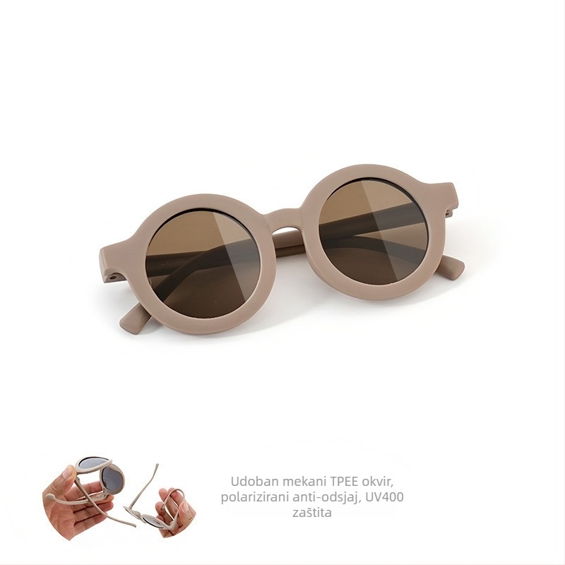 Dječje sunčane naočale s kružnim okvirom od silikona, UV400 zaštita, polarizirane TAC leće, puni okvir, materijal okvira: TPEE