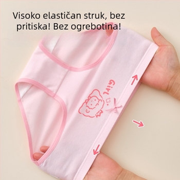 Dječje pamukaste gaćice za djevojčice, Klasa A, 6-12 godina, srednji pojas, udobne, bez stezanja