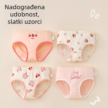 Dječje pamukaste gaćice za djevojčice, Klasa A, 6-12 godina, srednji pojas, udobne, bez stezanja