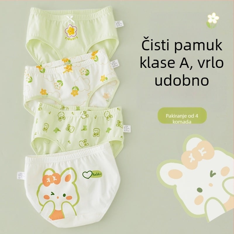 Dječje pamukaste gaćice za djevojčice, Klasa A, 6-12 godina, srednji pojas, udobne, bez stezanja