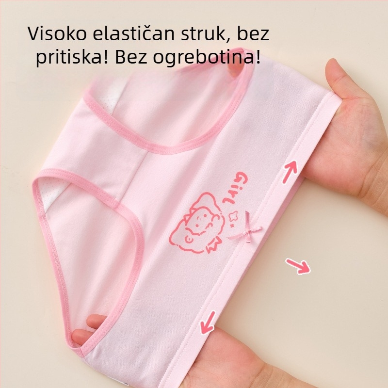 Dječje pamukaste gaćice za djevojčice, Klasa A, 6-12 godina, srednji pojas, udobne, bez stezanja