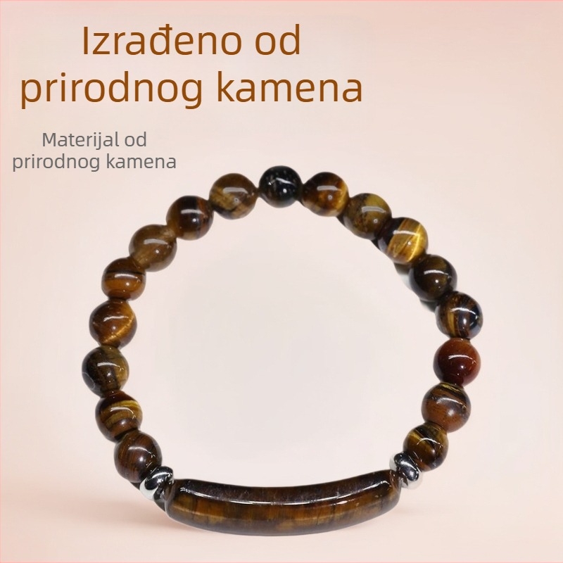 Ling shi narukvica od prirodnog kamena, unisex, gradski stil, okrugle perle, ručna izrada