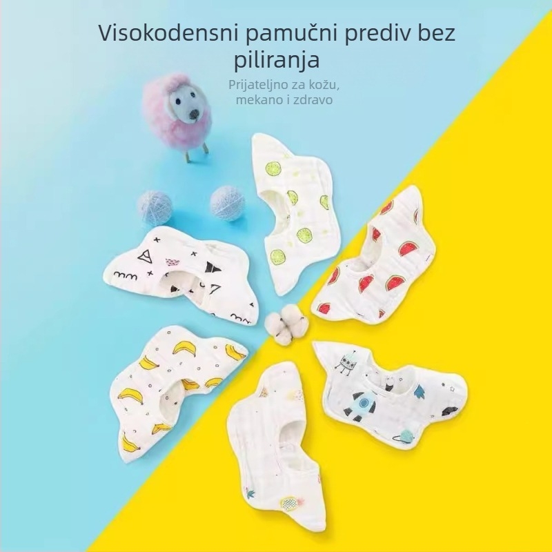 8-slojni dječji salivni ubrus — vodootporan, 100% pamuk, otisnut uzorak, Meijia Bell