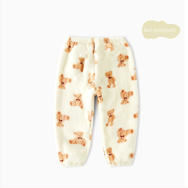 Dječje hlače s flis podstavom koral velvet, 100% poliester, srednji pojas, dužina hlača, mekana obrada (koral velvet; 100% poliester; srednji pojas; dužina hlača; mekana obrada)