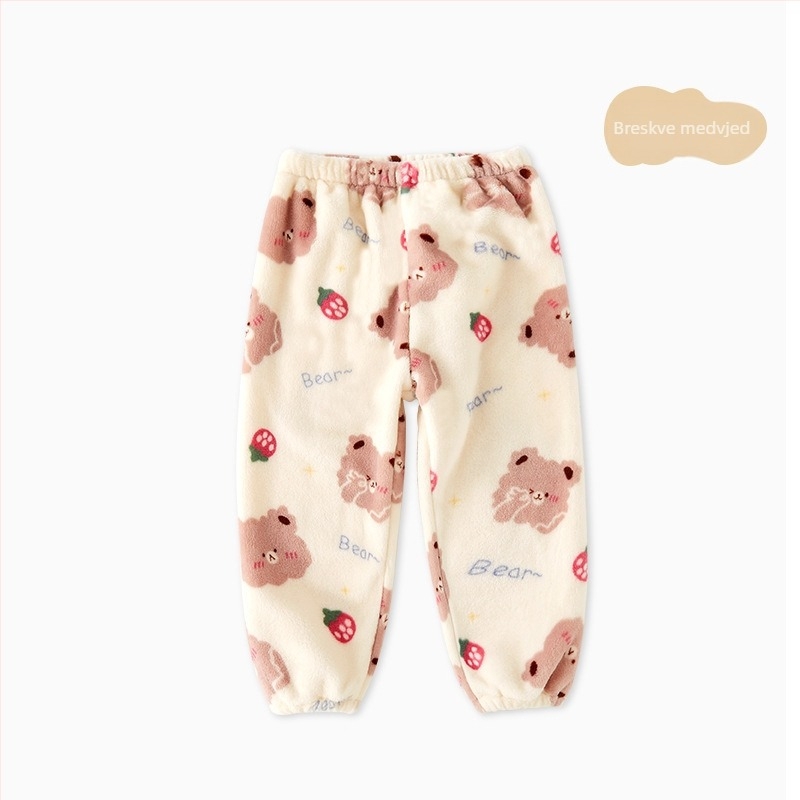 Dječje hlače s flis podstavom koral velvet, 100% poliester, srednji pojas, dužina hlača, mekana obrada (koral velvet; 100% poliester; srednji pojas; dužina hlača; mekana obrada)