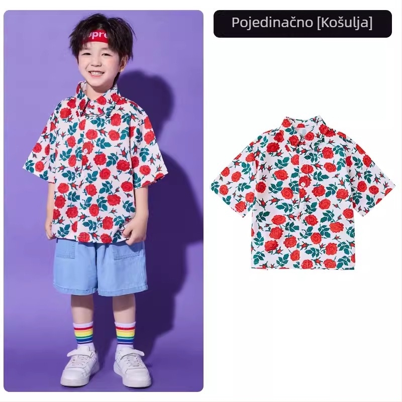 Dječji hip-hop kostim za nastup, unisex, pamuk 65%, ljeto 2024, pogodna za djecu od 8 godina