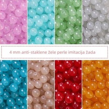 Staklene želatino perle jedne boje, imitacija jadeita, okrugle labave perle za DIY ogrlice i narukvice