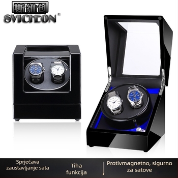 Kutija za navijanje satova za automatske mehaničke satove | Model SVC2000, MDF s završnim premazom piano, ručna obrada i poliranje