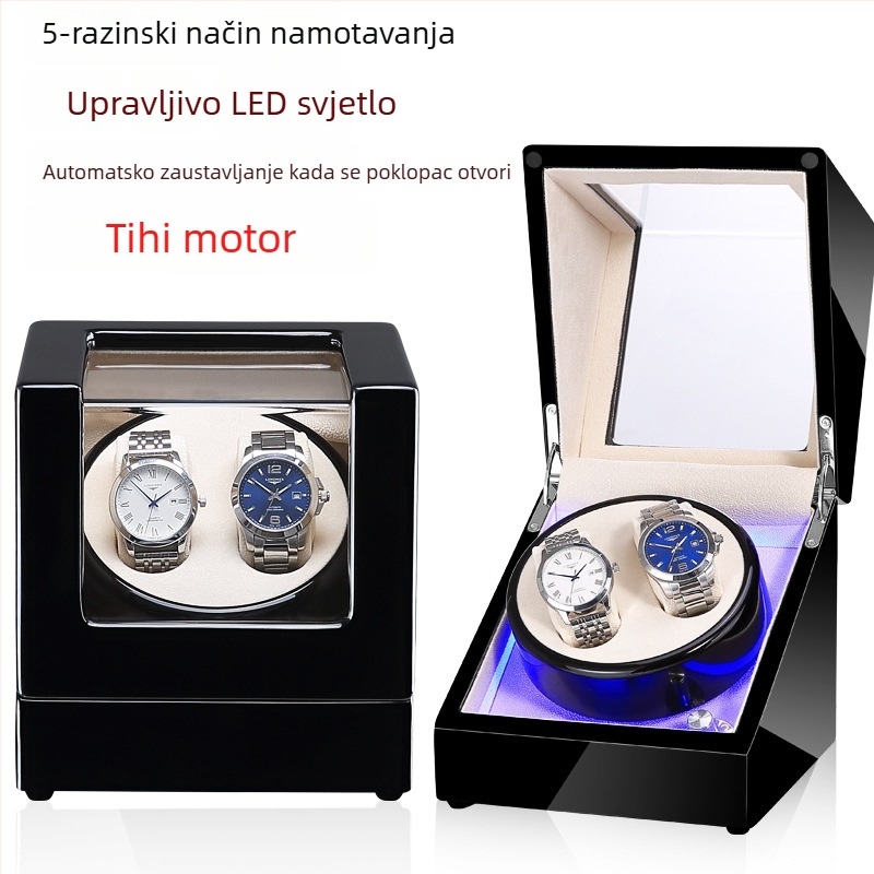 Kutija za navijanje satova za automatske mehaničke satove | Model SVC2000, MDF s završnim premazom piano, ručna obrada i poliranje