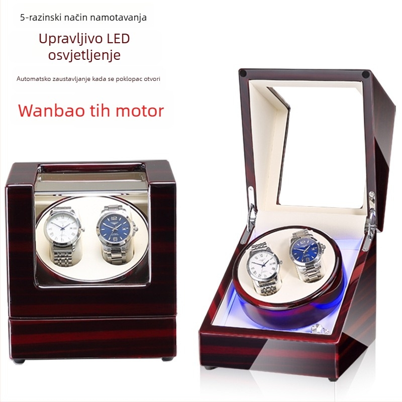 Kutija za navijanje satova za automatske mehaničke satove | Model SVC2000, MDF s završnim premazom piano, ručna obrada i poliranje