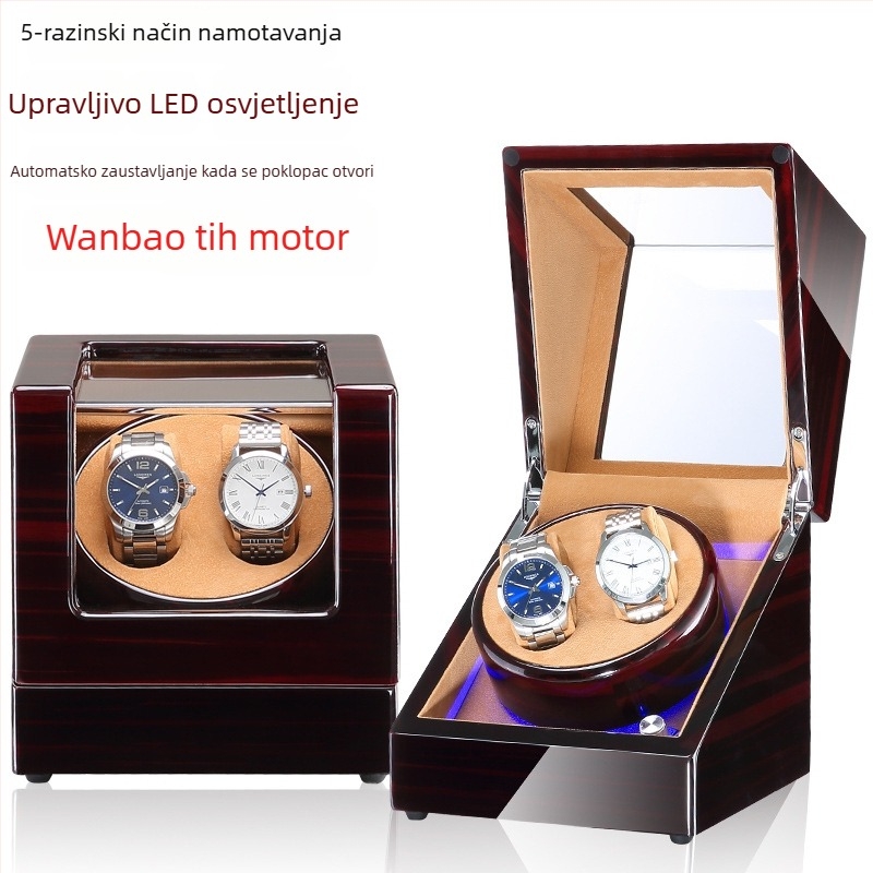 Kutija za navijanje satova za automatske mehaničke satove | Model SVC2000, MDF s završnim premazom piano, ručna obrada i poliranje