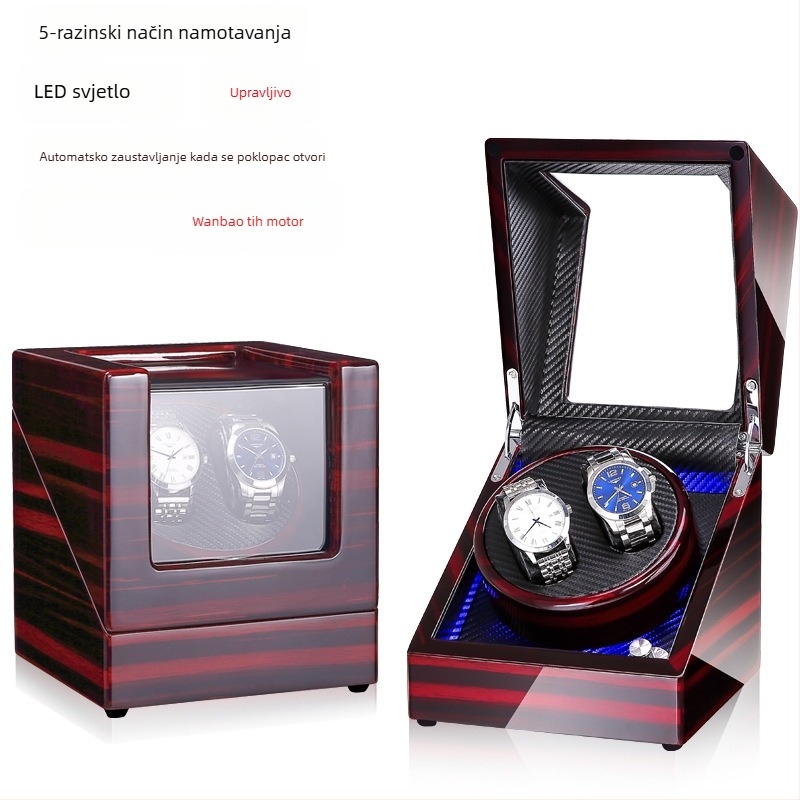 Kutija za navijanje satova za automatske mehaničke satove | Model SVC2000, MDF s završnim premazom piano, ručna obrada i poliranje