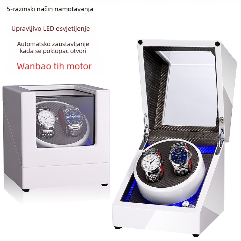 Kutija za navijanje satova za automatske mehaničke satove | Model SVC2000, MDF s završnim premazom piano, ručna obrada i poliranje