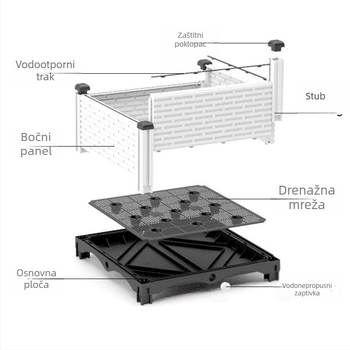 Plastični cvjetnjak, nordijskoga stila, za pod, injekcijsko oblikovan, prozračan i otporan