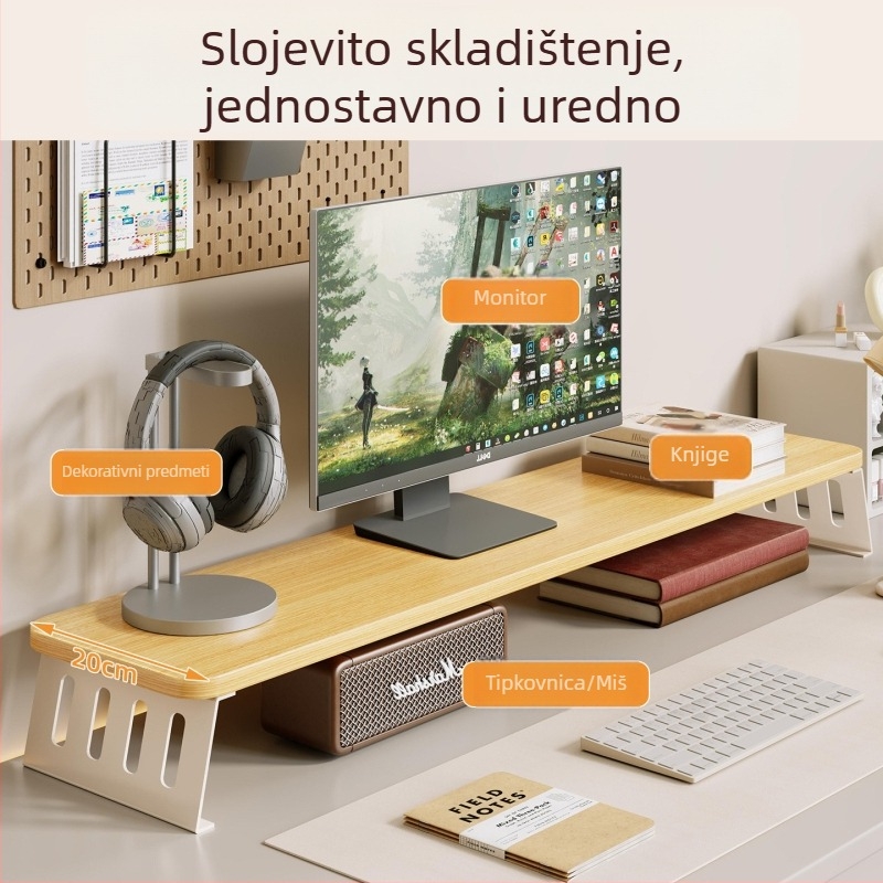 Monitor nosač s podizanjem baze i stolnim skladišnim nosačem, od ugljičnog čelika, za desktopni prikaz/notebook, stil stolni, model 2325597419016389120, marka Mugg