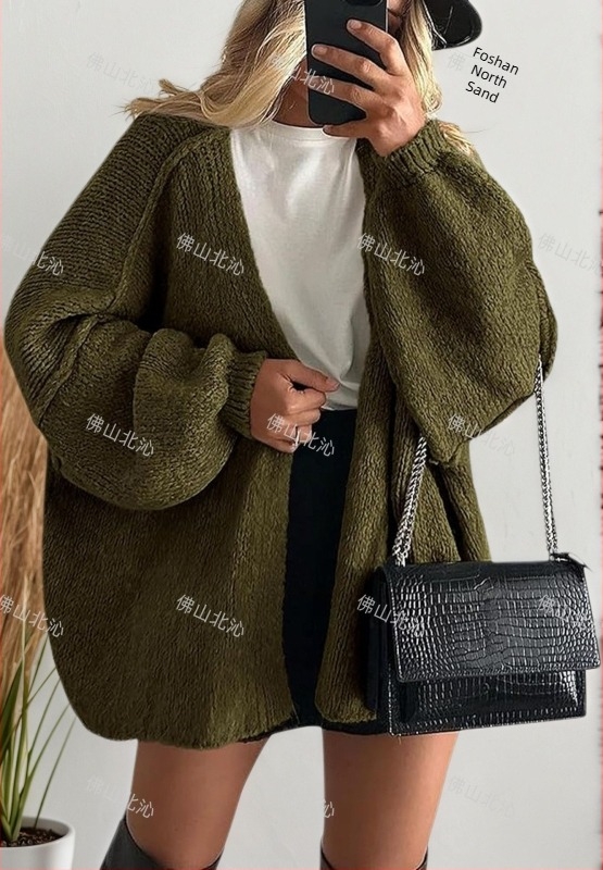 Cardigan od Phoenix velvet, pleteni, V-izrez, 90–95% akrila, yarn-dyed, dugi rukavi, srednja duljina, široka silueta, street style