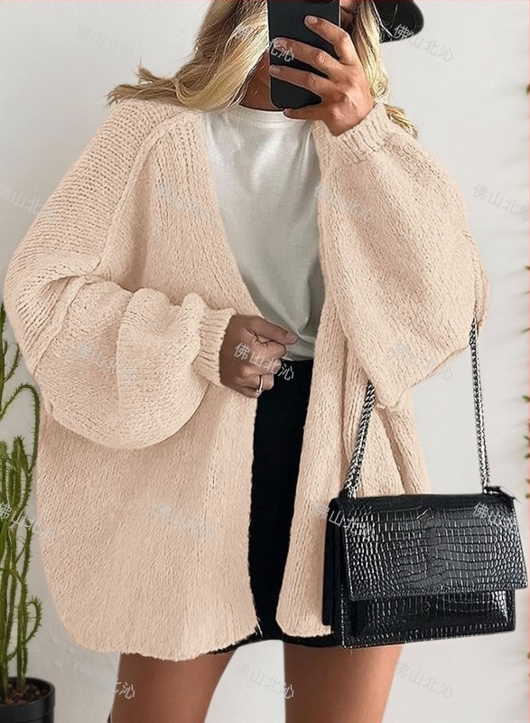 Cardigan od Phoenix velvet, pleteni, V-izrez, 90–95% akrila, yarn-dyed, dugi rukavi, srednja duljina, široka silueta, street style