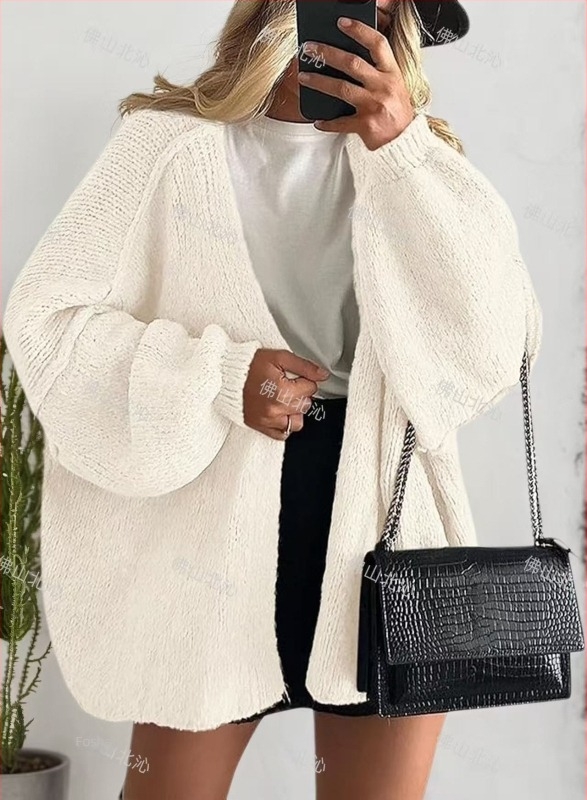 Cardigan od Phoenix velvet, pleteni, V-izrez, 90–95% akrila, yarn-dyed, dugi rukavi, srednja duljina, široka silueta, street style