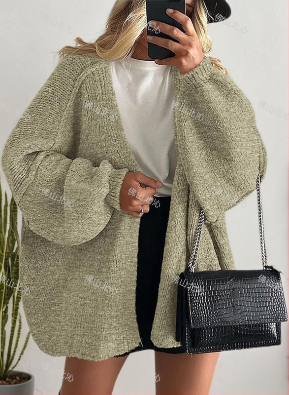 Cardigan od Phoenix velvet, pleteni, V-izrez, 90–95% akrila, yarn-dyed, dugi rukavi, srednja duljina, široka silueta, street style