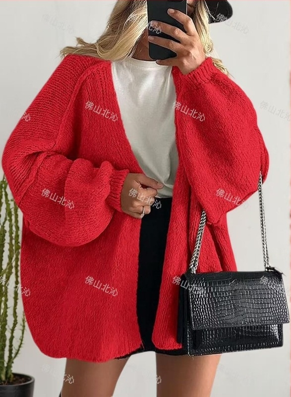 Cardigan od Phoenix velvet, pleteni, V-izrez, 90–95% akrila, yarn-dyed, dugi rukavi, srednja duljina, široka silueta, street style