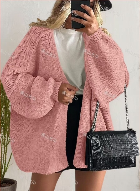 Cardigan od Phoenix velvet, pleteni, V-izrez, 90–95% akrila, yarn-dyed, dugi rukavi, srednja duljina, široka silueta, street style