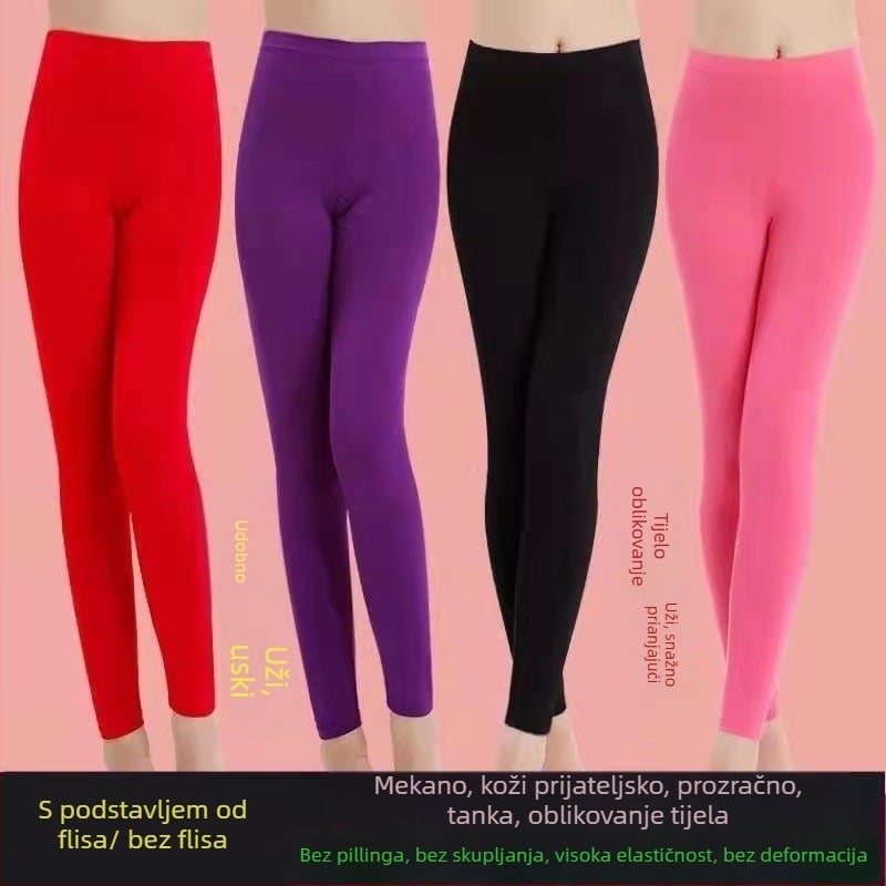 Ženske termalne capri hlače, visokog struka, oblikovanje tijela, mješavina spandexa i lycra, poliester, srednja težina