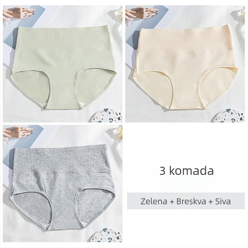 Ženske gaćice s visokim strukom od pamuka, antibakterijske, prozračne, lifting stražnjice i kontrola trbuha