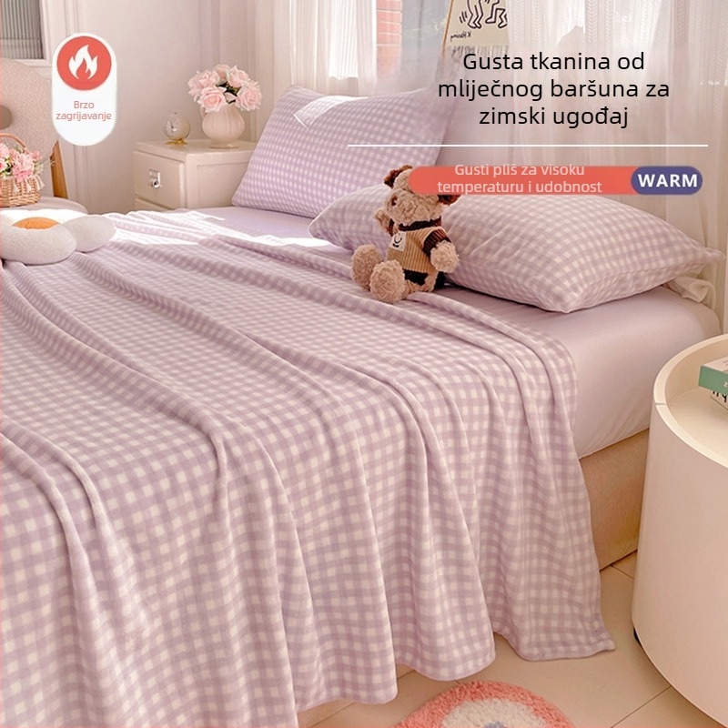 Milk Velvet posteljina, dimenzije 180x200-220 cm, zimski debeli flanel veli velur, podstavljena fleece