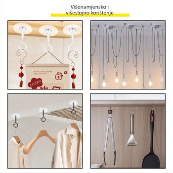 Ljepljena stropna kuka za vješanje lampiona, svjetala i mreža protiv komaraca s zaključavajućim vjetrovnim kukom – Željezo, Jednostavan stil, 5–10 kg nosivost
