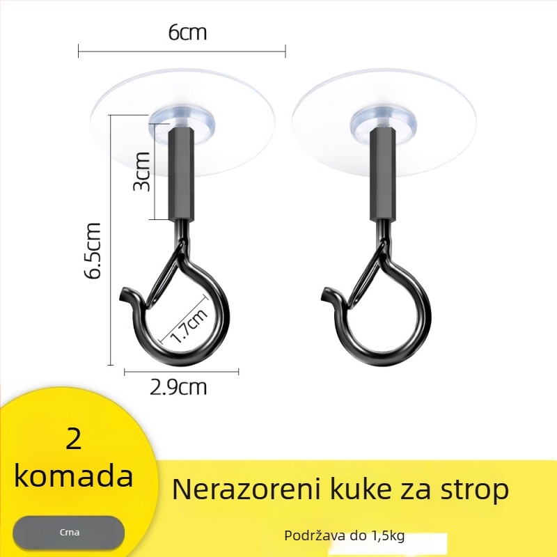 Ljepljena stropna kuka za vješanje lampiona, svjetala i mreža protiv komaraca s zaključavajućim vjetrovnim kukom – Željezo, Jednostavan stil, 5–10 kg nosivost