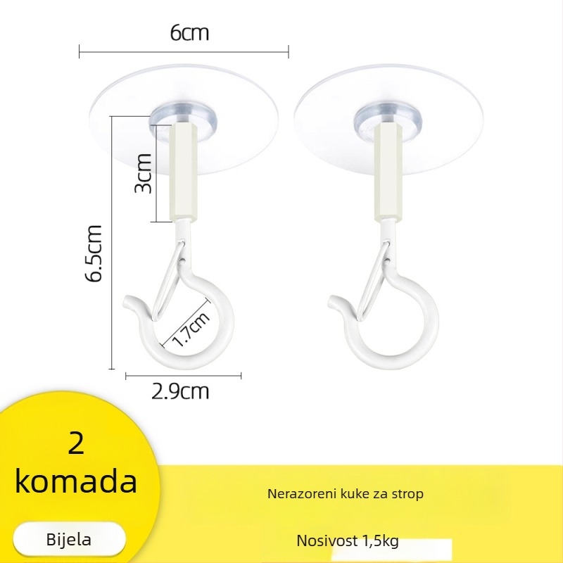 Ljepljena stropna kuka za vješanje lampiona, svjetala i mreža protiv komaraca s zaključavajućim vjetrovnim kukom – Željezo, Jednostavan stil, 5–10 kg nosivost