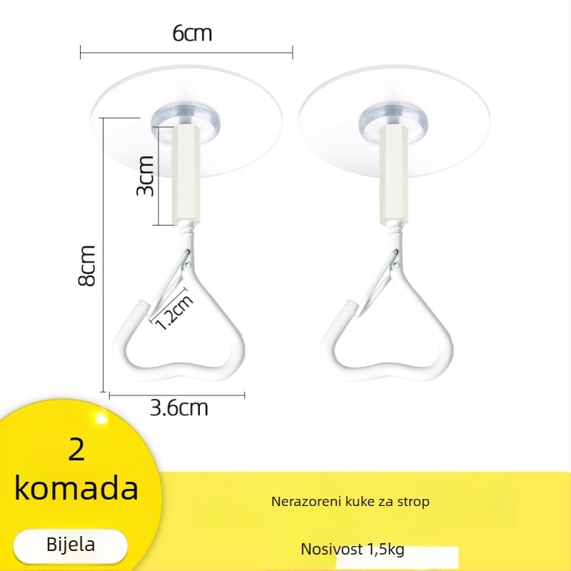 Ljepljena stropna kuka za vješanje lampiona, svjetala i mreža protiv komaraca s zaključavajućim vjetrovnim kukom – Željezo, Jednostavan stil, 5–10 kg nosivost